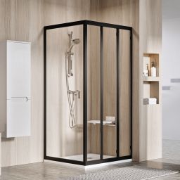 Ravak Supernova APSS-90 ścianka prysznicowa 90 cm czarny/szkło przezroczyste 940703R2Z1