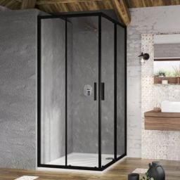 Ravak Blix Slim BLSRV2-90 kabina prysznicowa 90x90 cm kwadratowa czarny mat/szkło przezroczyste X1LM70300Z1