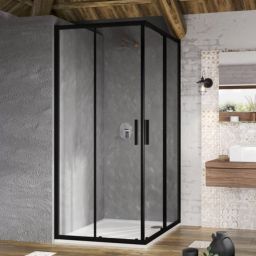 Ravak Blix Slim BLSRV2-80 kabina prysznicowa 80x80 cm kwadratowa czarny mat/szkło przezroczyste X1LM40300Z1