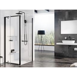 Ravak Pivot PPS-100 ścianka prysznicowa 100 cm stała czarny mat/szkło przezroczyste 90GA0300Z1