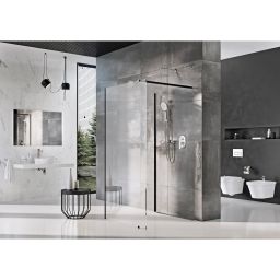 Ravak Walk-In Corner ścianki prysznicowe 120/90 cm komplet czarny mat/szkło przezroczyste GW1CG730SZ1