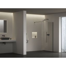 Ravak Walk in Wall Air ścianka prysznicowa walk-in 100 czarna szkło przezroczyste GW9WA0300Z1C