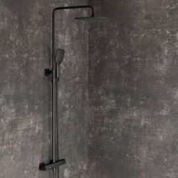 Ravak 10° zestaw prysznicowy ścienny termostatyczny z deszczownicą czarny X070160