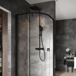 Ravak 10° zestaw prysznicowy ścienny termostatyczny z deszczownicą czarny X070160