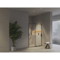 Ravak Roll RODP2 drzwi prysznicowe 140 cm rozsuwane czarny mat/szkło przezroczyste X08VM0300Z1