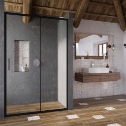 Ravak Blix Slim BLSDP2-110 drzwi prysznicowe 110 cm czarny mat/szkło przezroczyste X0PMD0300Z1