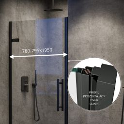 Ravak Cool! drzwi prysznicowe 80 cm uchylne czarny mat/szkło przezroczyste X0VV40300Z1