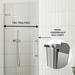 Ravak Cool! drzwi prysznicowe 80 cm uchylne chrom połysk/szkło przezroczyste X0VV40A00Z1