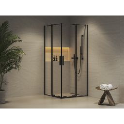 Ravak Roll RORV2 kabina prysznicowa 90x90 cm kwadratowa czarny mat/szkło przezroczyste X14V70300Z1