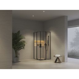 Ravak Roll RORV2 kabina prysznicowa 90x90 cm kwadratowa czarny mat/szkło przezroczyste X14V70300Z1