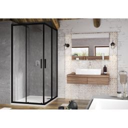 Ravak Blix Slim drzwi prysznicowe 80 cm rozsuwane czarny mat/szkło przezroczyste X1XM40300Z1