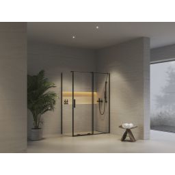 Ravak Roll ROPS ścianka prysznicowa 80 cm czarny mat/szkło przezroczyste X90V40300Z1