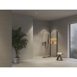 Ravak Roll ścianka prysznicowa walk-in 110 cm czarny mat/szkło przezroczyste X9WVD0300Z1