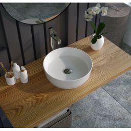 Ravak Zeta Slim umywalka 40x40 cm okrągła nablatowa biała XJX01140007
