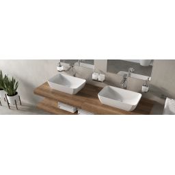 Ravak Uni 500 R Slim umywalka 50x31 cm nablatowa prostokątna biała XJX01150001