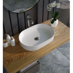 Ravak Zeta Slim umywalka 55x37 cm owalna nablatowa biała XJX01155007