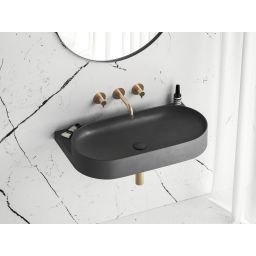 Ravak Yard umywalka 80,5x50 cm półokrągła ścienna antracyt XJX03080000