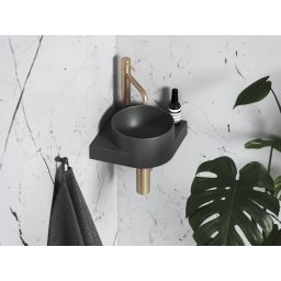 Ravak Yard umywalka 28x28 cm półokrągła ścienna antracyt XJX03228000