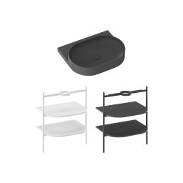 Ravak Yard umywalka 60,5x50 cm półokrągła ścienna-meblowa antracyt XJX03260002