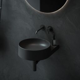 Ravak Yard umywalka 50x40,5 cm półokrągła ścienna czarna XJX0D040000