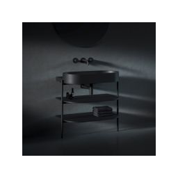 Ravak Yard umywalka 80,5x50 cm półokrągła czarna XJX0D080000