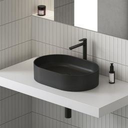 Ravak Ceramic O Slim umywalka 55x37 cm nablatowa owalna czarny mat XJX0D155000