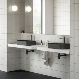 Ravak Ceramic umywalka 55x37 cm prostokątna nablatowa czarna XJX0D155001