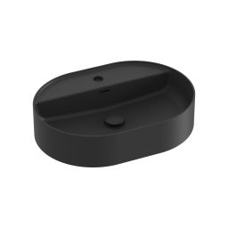 Ravak Ceramic O umywalka 55x40 cm owalna nablatowa z półką czarny mat XJX0D155002