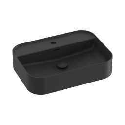 Ravak Ceramic R umywalka 55x40 cm prostokątna nablatowa z półką czarny mat XJX0D155004