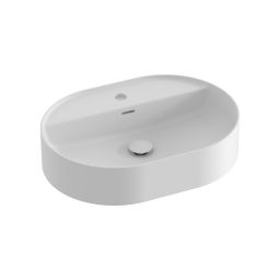 Ravak Ceramic O umywalka 55x40 cm owalna nablatowa z półką biały mat XJX0E155001