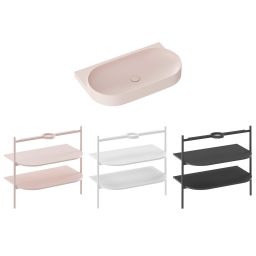 Ravak Yard umywalka 80,5x50 cm półokrągła ścienna alabaster pink XJX0G080000