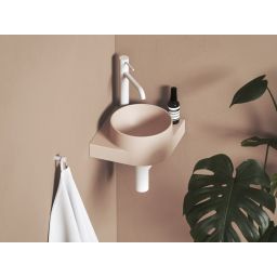 Ravak Yard umywalka 28x28 cm półokrągła ścienna alabaster pink XJX0G228000