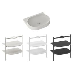 Ravak Yard umywalka 60,5x50 cm półokrągła ścienna smoke grey XJX0O260000