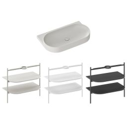 Ravak Yard umywalka 80,5x50 cm półokrągła ścienna smoke grey XJX0O280000