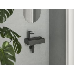 Ravak Veda umywalka 40,8x22,2 cm prostokątna ścienna antracyt XJXL3240000