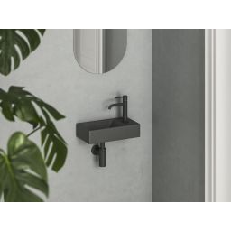 Ravak Veda umywalka 40,8x22,2 cm prostokątna ścienna antracyt XJXP3240000