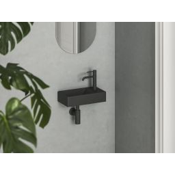 Ravak Veda umywalka 40,8x22,2 cm prostokątna ścienna czarny mat XJXPD240000