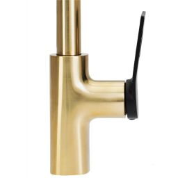 Rea Soul bateria kuchenna stojąca z wyciąganą wylewką złoty szczotkowany/czarny REA-B6205