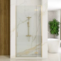 Rea Hugo kabina prysznicowa 100x100 cm kwadratowa złoty szczotkowany/szkło przezroczyste REA-K6605