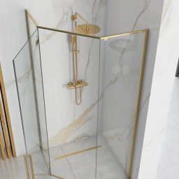 Rea Diamond Gold kabina prysznicowa 100x100 cm pięciokątna złoty/szkło przezroczyste REA-K6616
