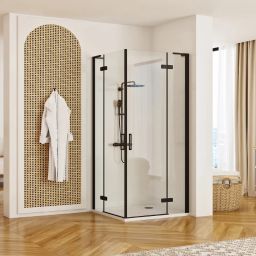 Rea Hugo Black kabina prysznicowa 80x80 cm kwadratowa czarny/szkło przezroczyste REA-K6600