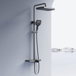 Rea Bari zestaw prysznicowy ścienny z deszczownicą tytan REA-P0890