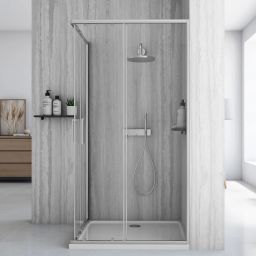 Rea City kabina prysznicowa 77,5x97,5 cm prostokątna srebrny szczotkowany/szkło przezroczyste