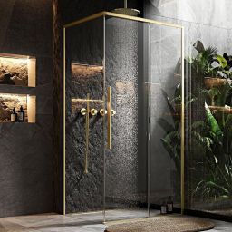Rea Solar Brush Gold kabina prysznicowa 120x90 cm prostokątna złoty szczotkowany/szkło przezroczyste REA-K9511