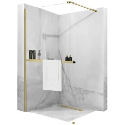 Rea Evo wieszak na ręcznik 120 cm z półką złoty szczotkowany REA-46000