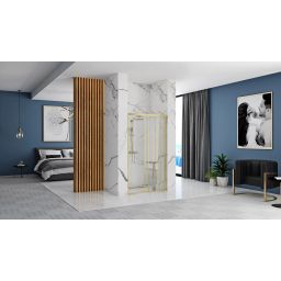 Rea Alex drzwi prysznicowe 120 cm rozsuwane złoty szczotkowany/szkło przezroczyste REA-K2501