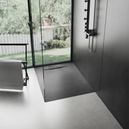 Rea Bazalt brodzik kwadratowy 90x90 cm czarny REA-K3307