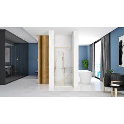 Rea Rapid Slide drzwi prysznicowe 110 cm rozsuwane złoty szczotkowany/szkło przezroczyste REA-K4708