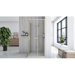 Rea City kabina prysznicowa 77,5x77,5 cm kwadratowa złoty szczotkowany/szkło przezroczyste REA-K6444