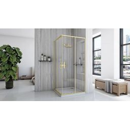 Rea City kabina prysznicowa 77,5x77,5 cm kwadratowa złoty szczotkowany/szkło przezroczyste REA-K6444